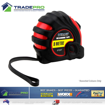 Tape Measure 8m Metric Medalist® H/Duty Rubber Grip with Blade Stop 8Mtr Metre