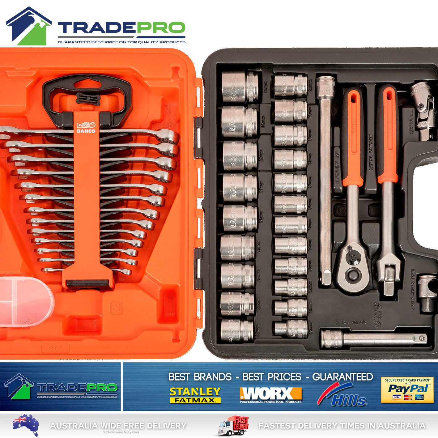 Bahco® PRO 1/2" Square Drive Socket & Spanner Set Metric Ratchet with Case
