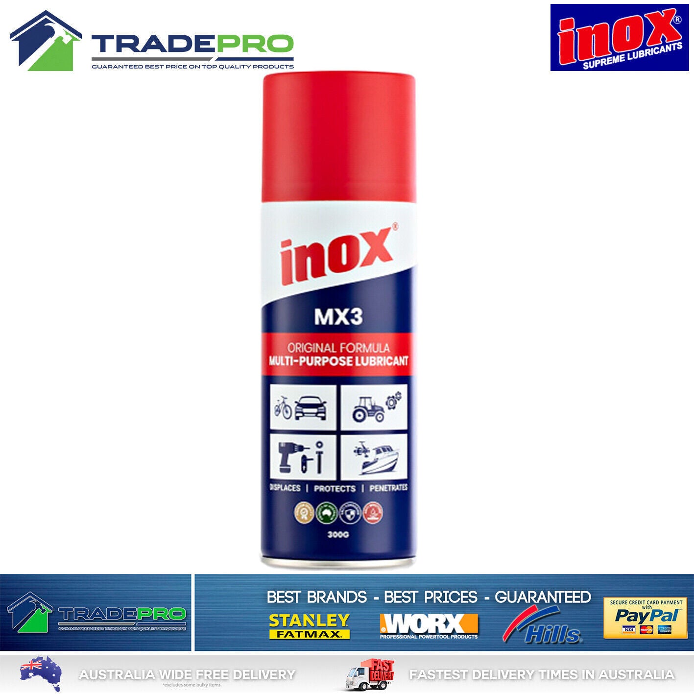 Genuine Inox® MX3 Lubricant 300gm Spray Protect Heavy Duty Marine Auto Aerosol
