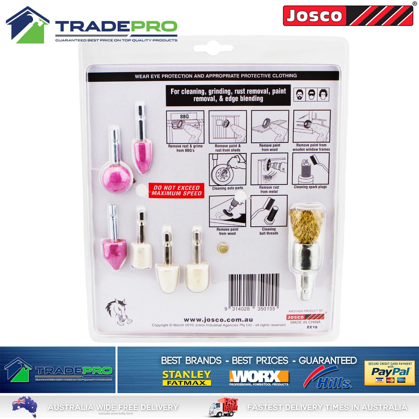 Wire Brush Set & Mounted Stone Sanding Stripping Kit Brass Rotary Grinding 12pc