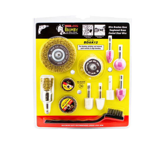 Wire Brush Set & Mounted Stone Sanding Stripping Kit Brass Rotary Grinding 12pc