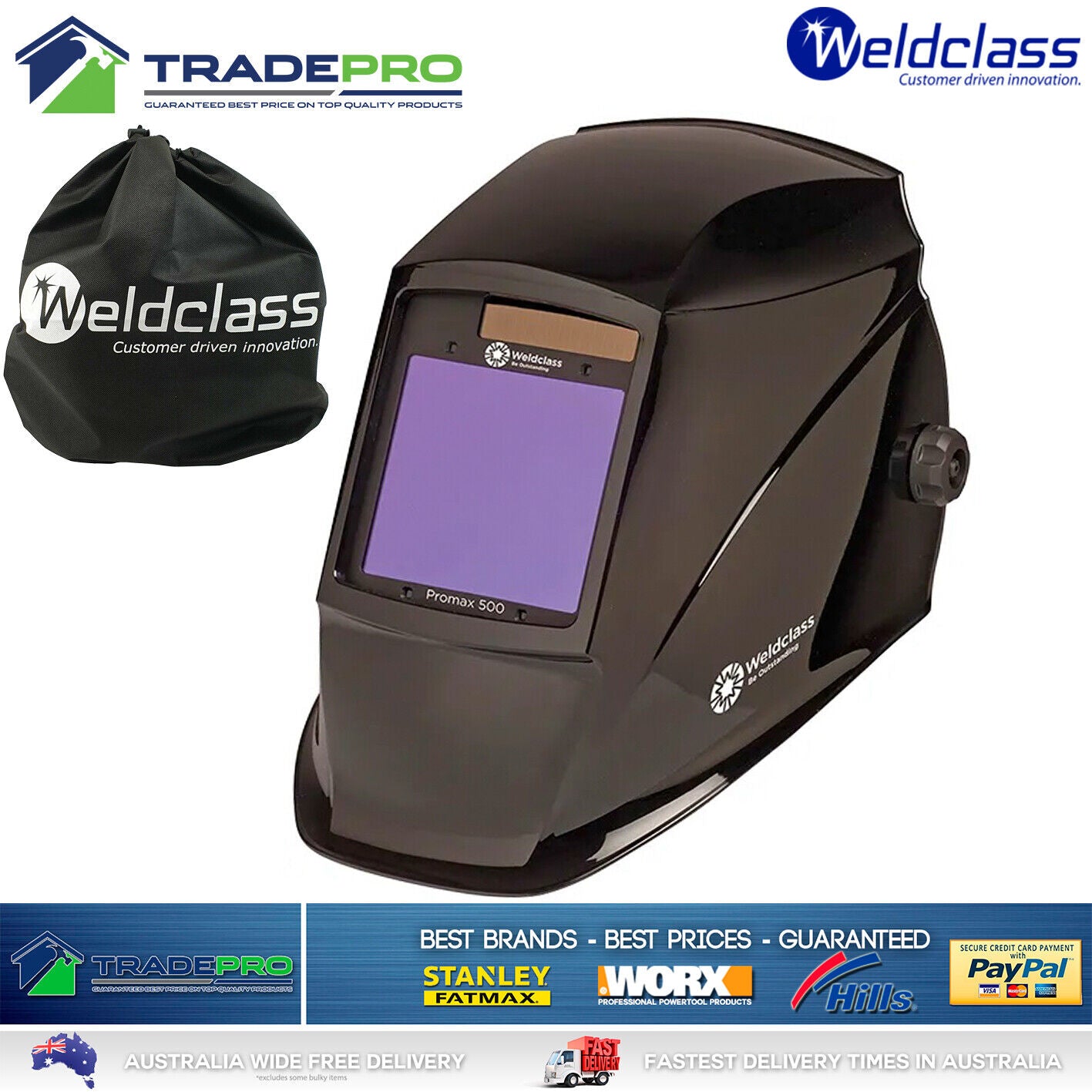 Welding Helmet Mask Promax 500 Black Auto Sensor Welder Oxy TIG Boiler ...