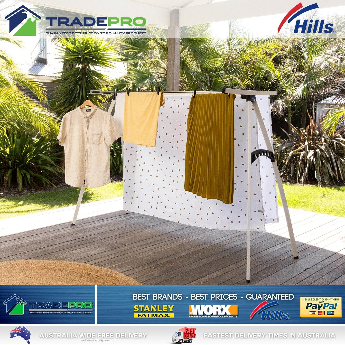 Hills Clothesline Portable 120 NEW 12m Clothes Line Airer Drying Rack Foldable