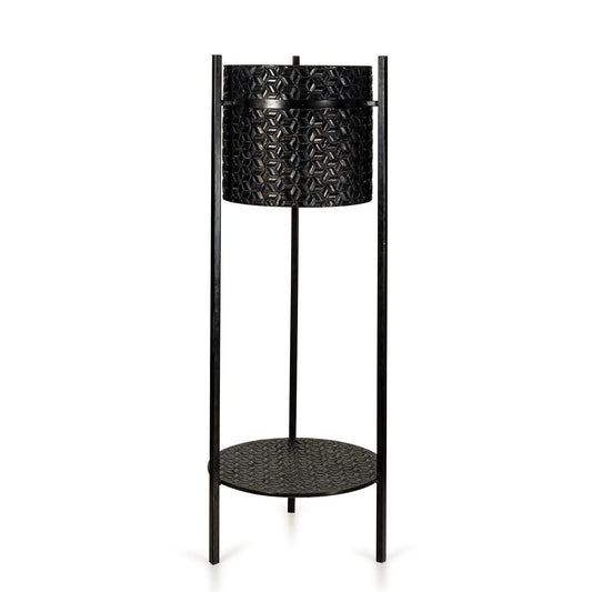 Plant Stand & Pot Luxe Bowl Black Metal Flower Planter Garden Rack Shelving Legs