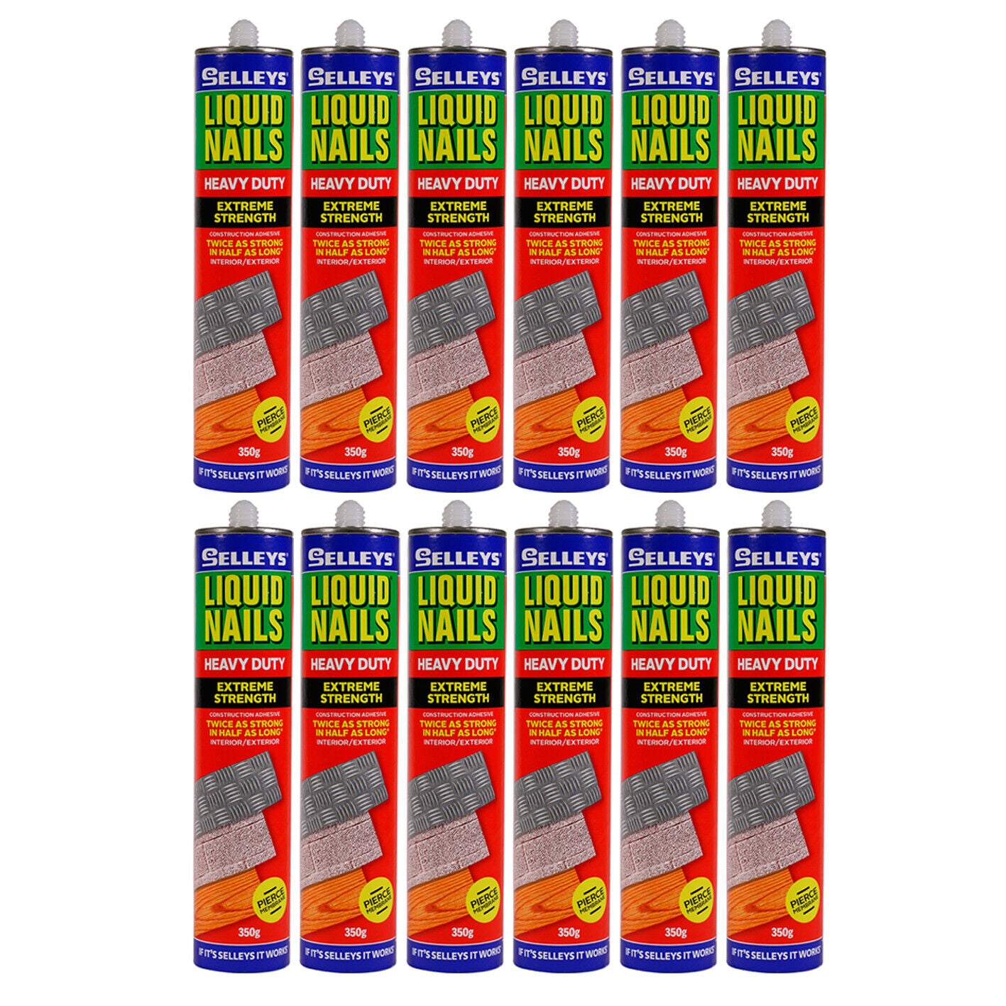 12x Selleys® Liquid Nails HEAVY DUTY Adhesive Glue 350g High Strength Wood Seal