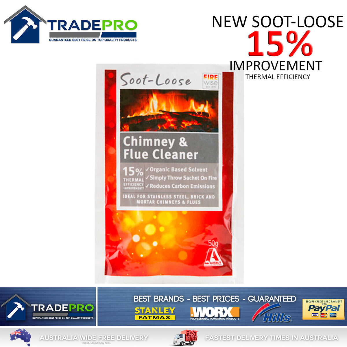 Fire Device Cleaner Soot Loose Chimney Flue Fire Cleaner 250g NEW Genuine Rubbedin Firepla ...