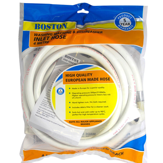 Boston® Universal 4m Washing Machine & Dishwasher Inlet Hose Hot and Cold Water