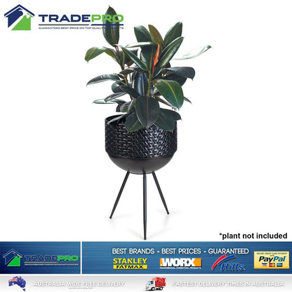Plant Stand & Pot Luxe Bowl Black Metal Flower Planter Garden Rack Shelving Legs