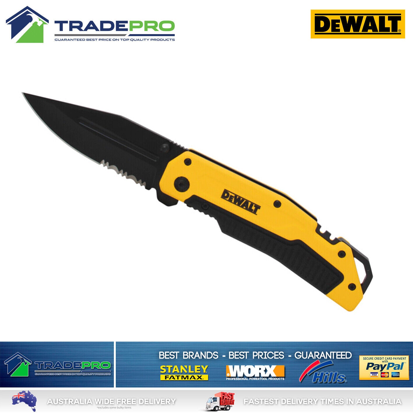 DeWalt® PRO Premium Ultility Knife Folding Outdoor Hunting Sharp Camping Pocket