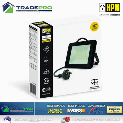 HPM LED Light Slim Fina Black 10W Sensor Outdoor Flex Plug Weather PRO