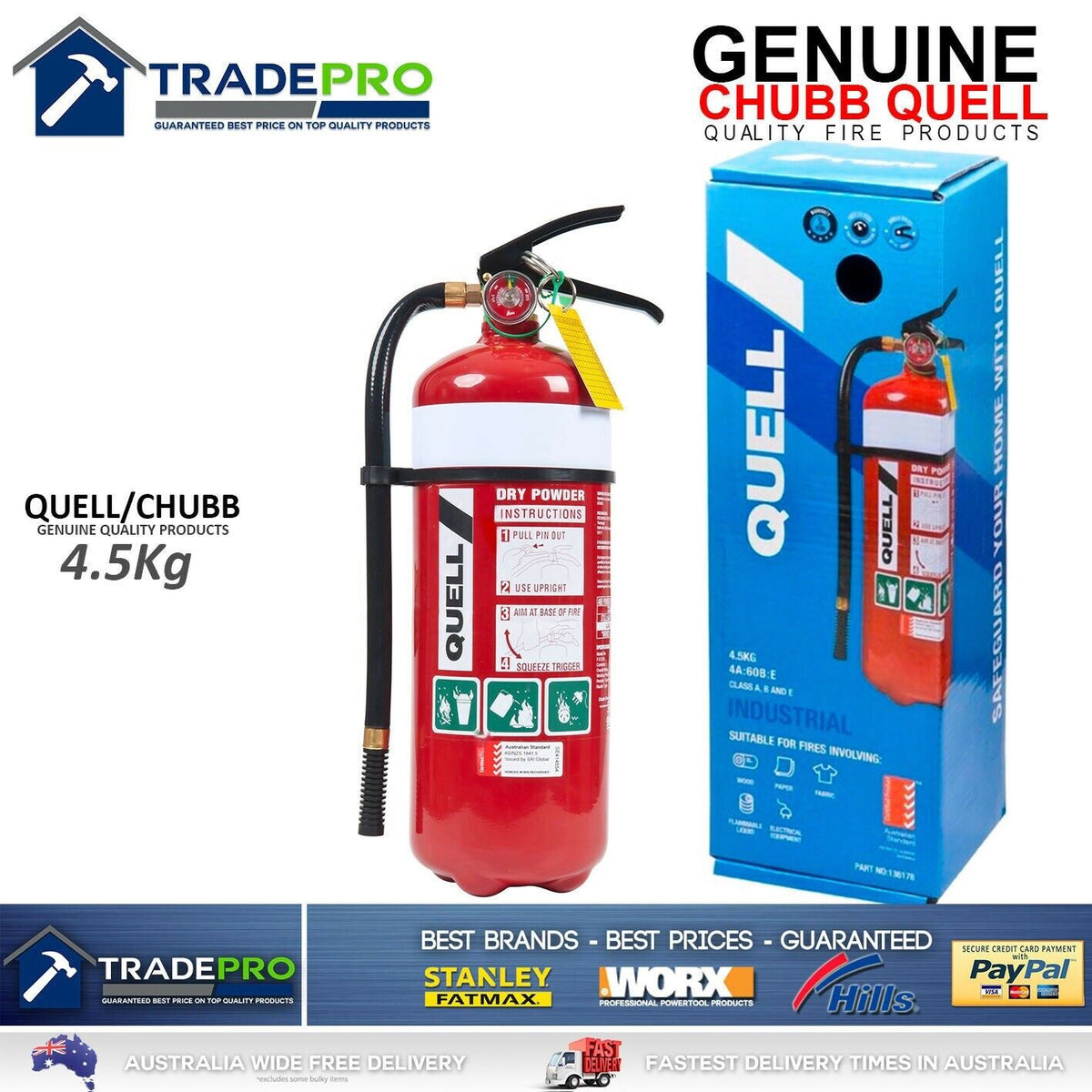 Chubb Fire Code Red Ase Fire Extinguisher 4.5kg ABE Quell® Chubb PRO GRADE 4.5 kg Industrial D ...