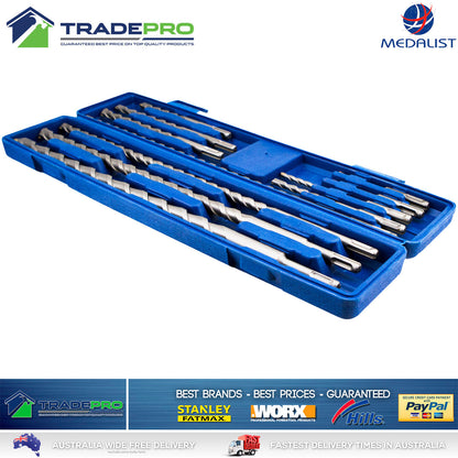 11pc SDS Drill Bit Set Masonry Hammer Rotary Tungsten Carbide Tip Kit with Case