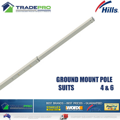 Hills Slimline Post Kit Adjustable Ground Mount Pole Suits 4 & 6 Clothesline