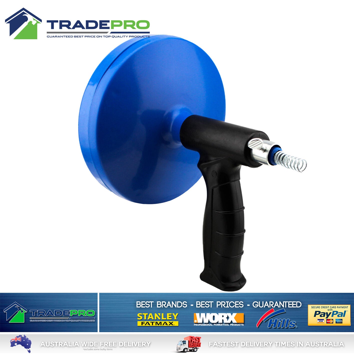 Drain Cleaner Snake Boston® Kwik-Spin Plumbing Easy Sink Pipe Hand De-Blocker