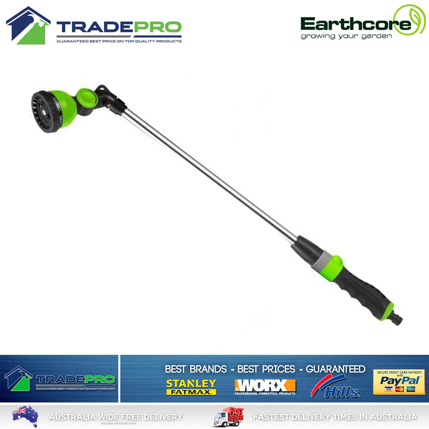 Watering Wand Gun Earthcore® PRO Long Handled 70cm 7 Pattern Garden Water Hose