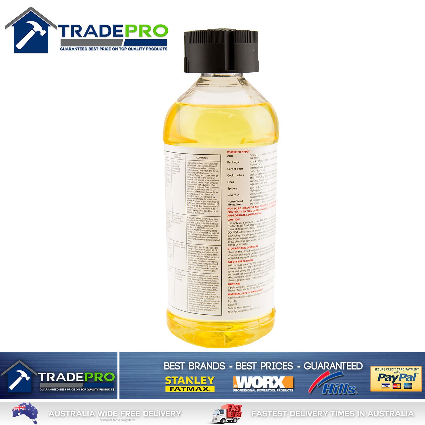 Termite Ant Cockroach Spray 500ml PRO Permethrin Genuine David Grays Pest Killer