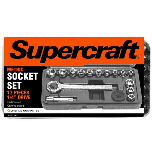 Genuine Supercraft® 17pc 1/4" Drive Metric/Imperial Socket Set in Storage Case