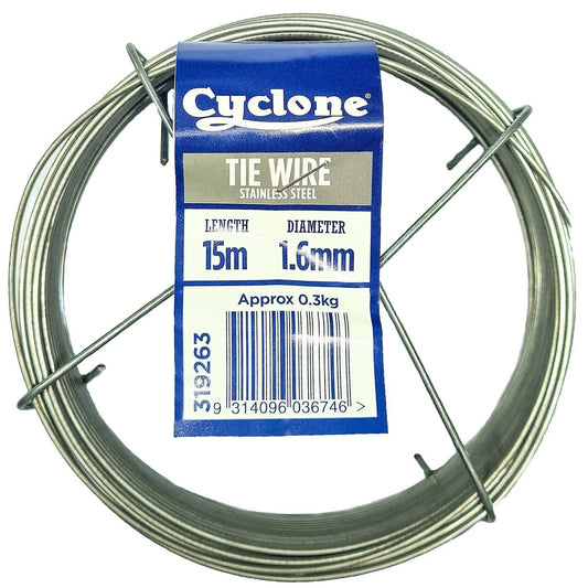 Tie Wire Stainless Steel Cyclone 1.6mm 15M 304 Fence Fencing Tying Spool Cable