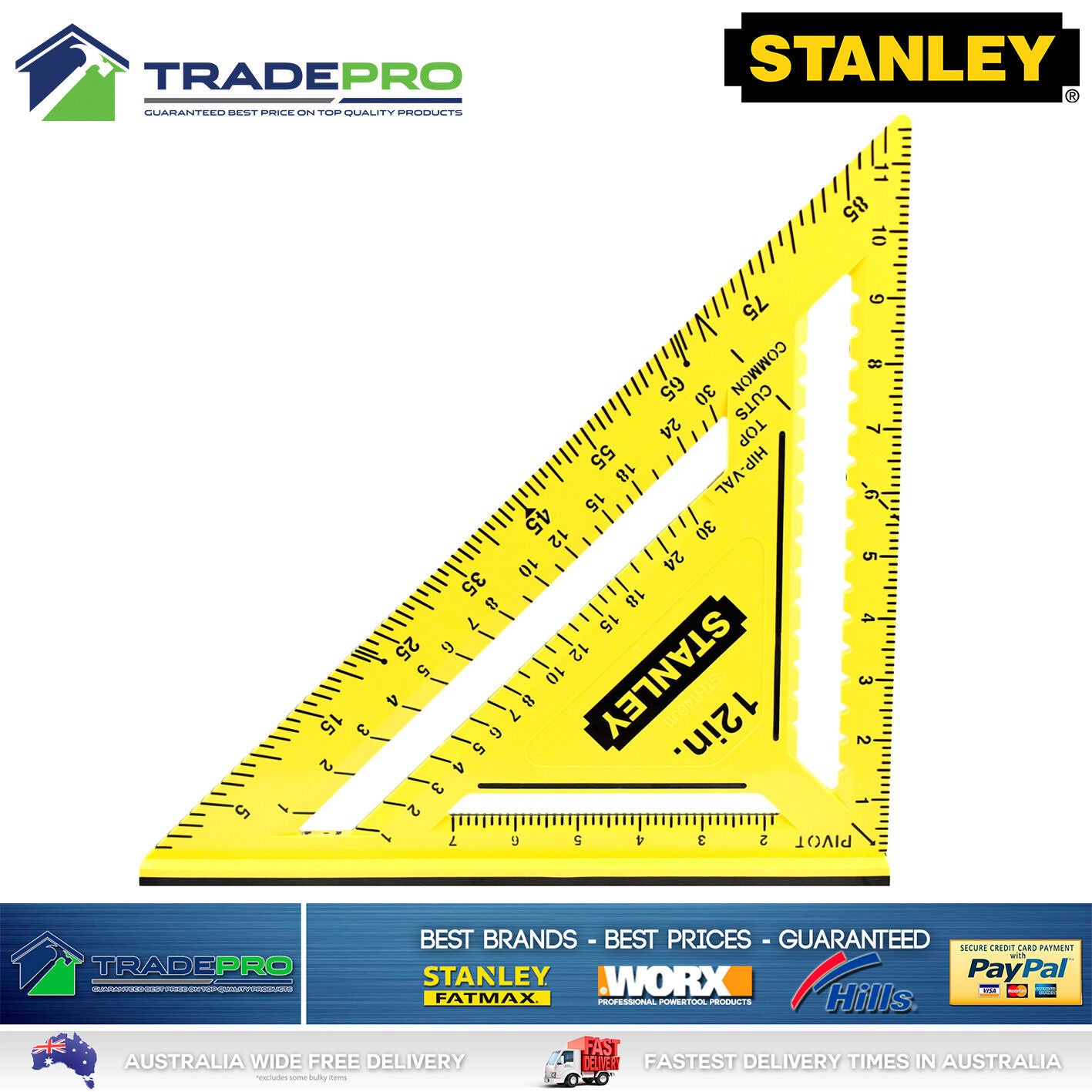 Stanley® Measuring Square PRO-SERIES 12" 300mm ABS Builders Trade Triangle Angle