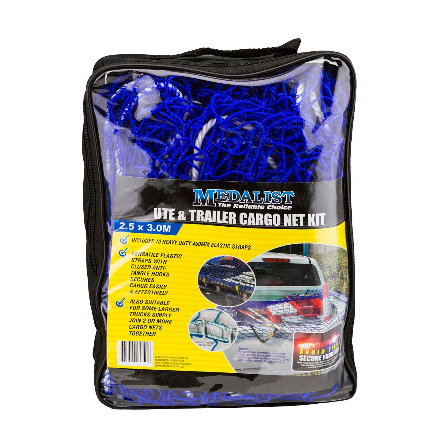 Cargo Net Ute Trailer Heavy Duty 2.5x3.0m Aust Legal with 10x H/Duty Tie Downs