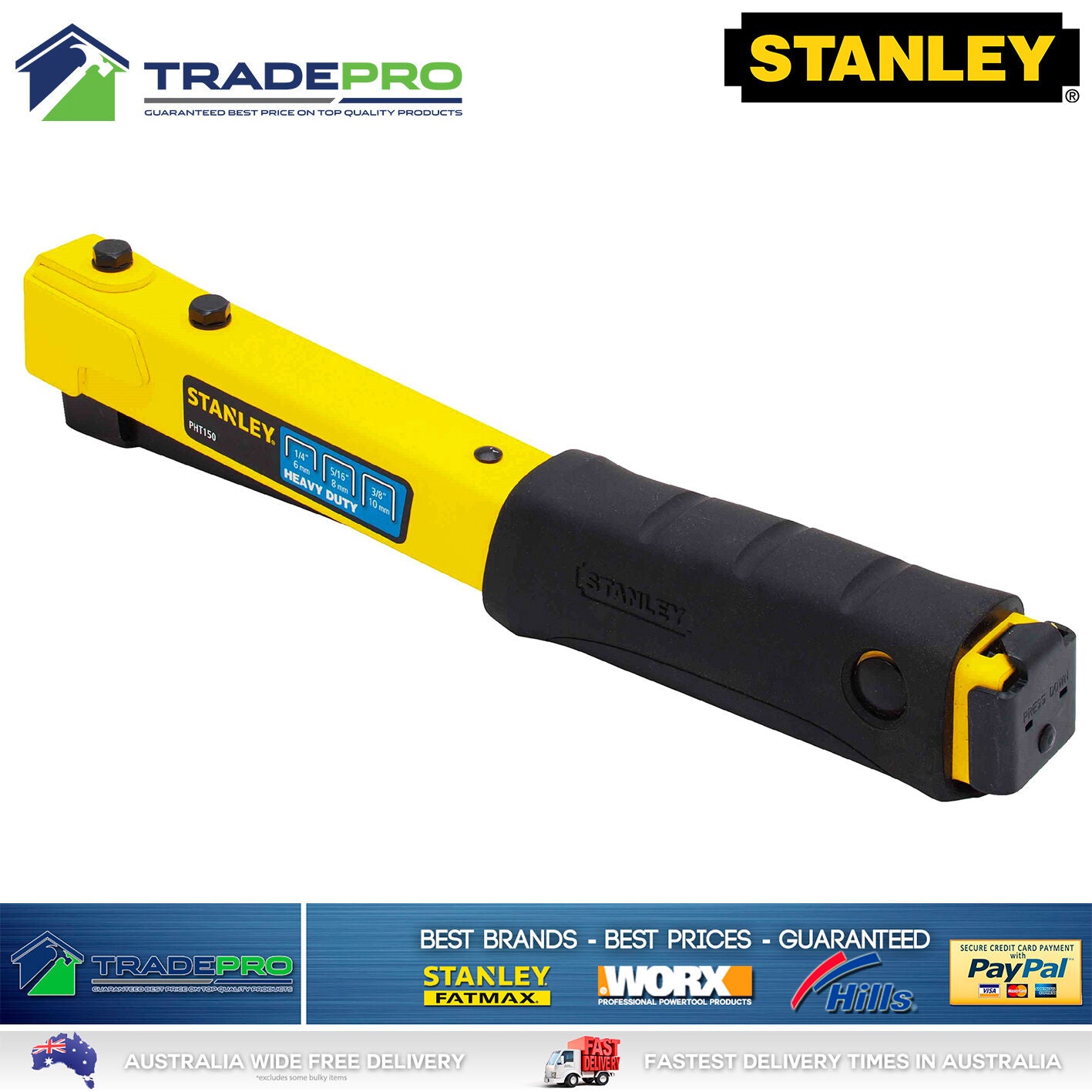 Hammer Stapler Tacker Stanley New Model Professional Heavy Duty Staple Hand Gun