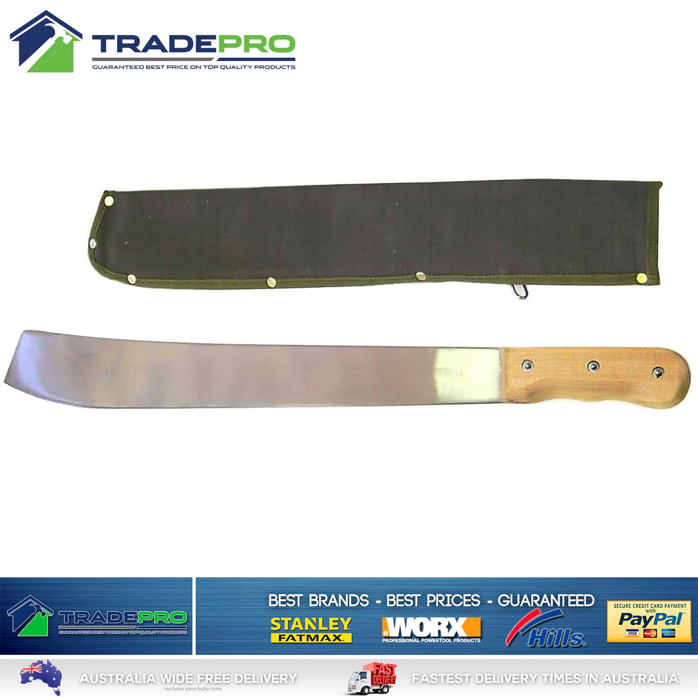 Machete Full Tang Outdoor Hunting Sharp Camping Bush Blade Knife Nylon Sheath