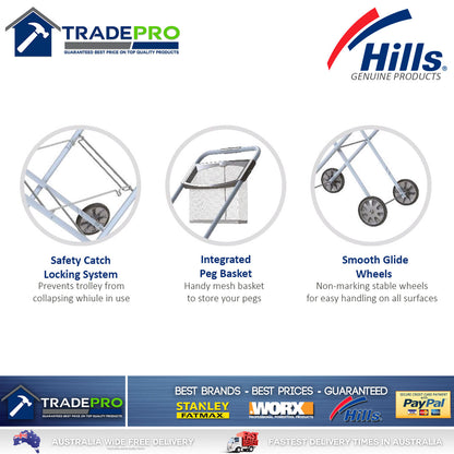 Laundry Trolley Hills® Deluxe Panache with Peg Basket Foldable Clothes Washing