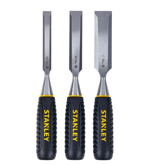 Genuine Stanley Heavy Duty 3 Piece Forged Hardened Chisel Set Wood Cutting PRO