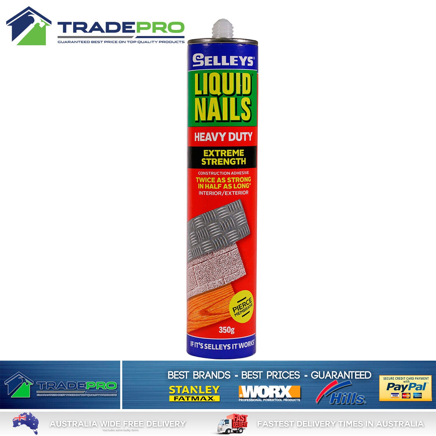 12x Selleys® Liquid Nails HEAVY DUTY Adhesive Glue 350g High Strength Wood Seal