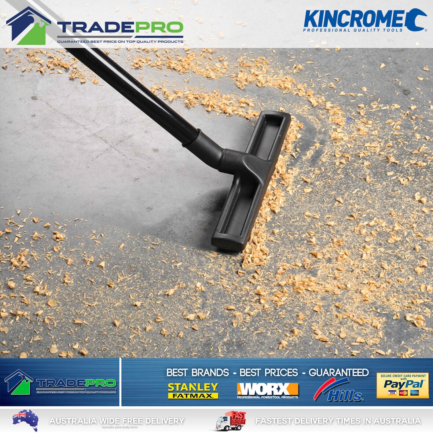 Kincrome Vacuum Cleaner Wet & Dry Commercial Work Shop 1250W Kit 20L PRO Vac