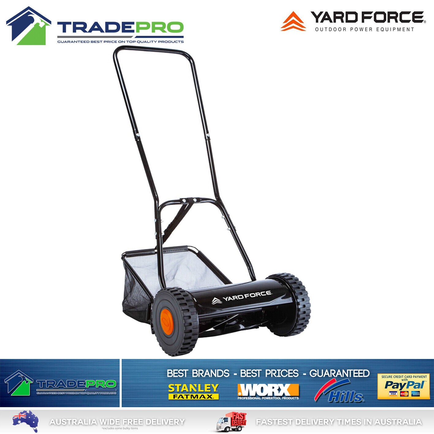 Push Mower YardForce™ Razor Cylinder Drum Cut and Catcher Grass Hand Lawn Mower