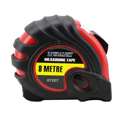 Tape Measure 8m Metric Medalist® H/Duty Rubber Grip with Blade Stop 8Mtr Metre