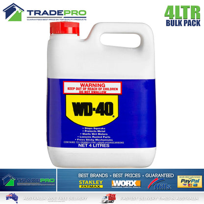 WD40 Multipurpose Lubricant 4Ltr Bulk WD40 Degreaser Stop Squeaks Rust 4L WD-40