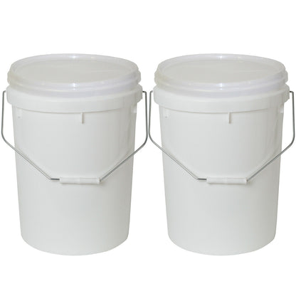 2x Quality Bucket with Lid & Handle 20Ltr H/Duty Premium Plastic Food Grade 20L