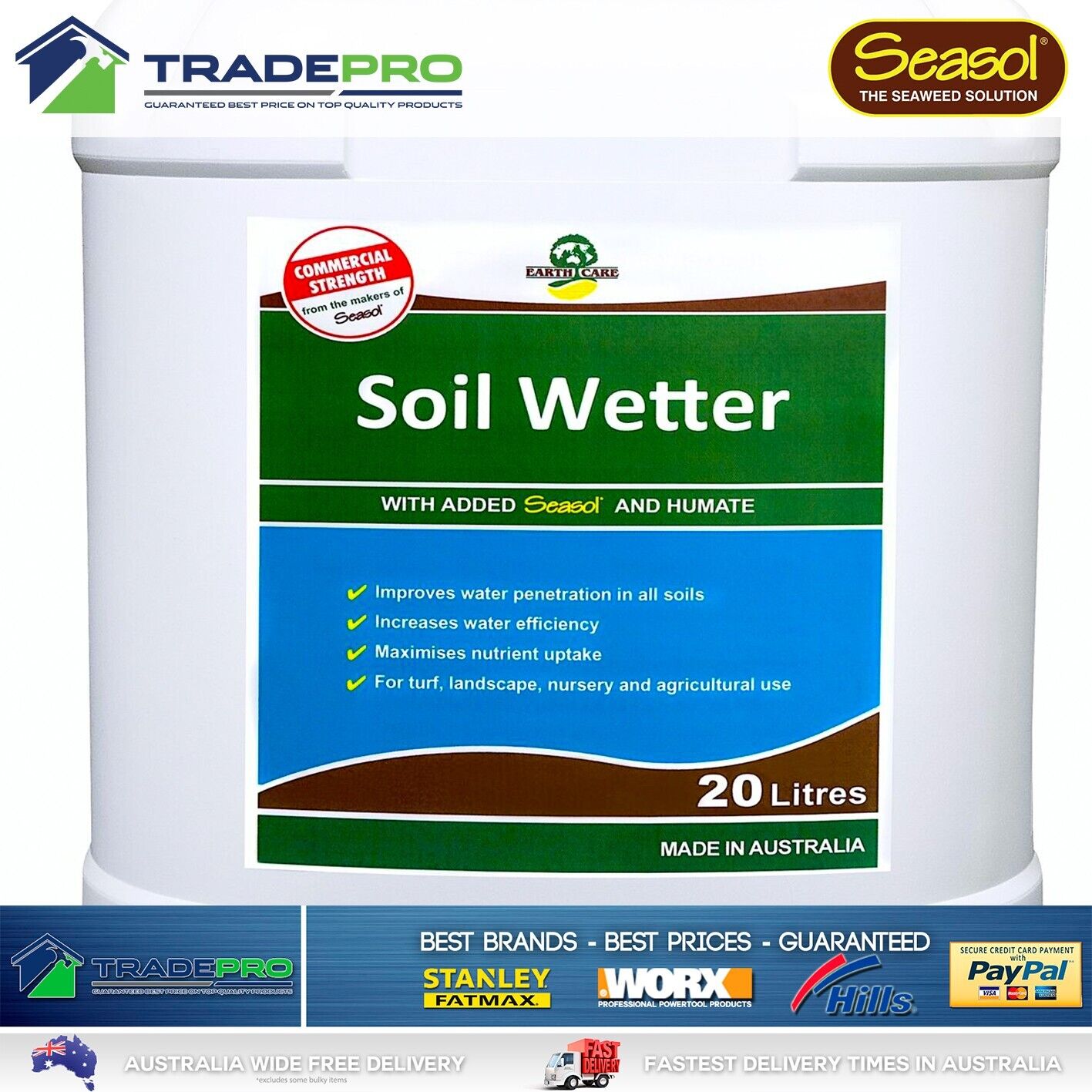 Seasol Soil Wetter Commercial 20L Seaweed Concentrate Fertilizer Bulk Liquid PRO