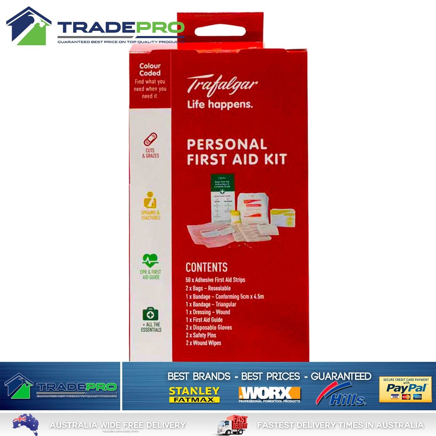 First Aid Kit Trafalgar Medical TGA Apprved Travel Workplace Family Emergency 62
