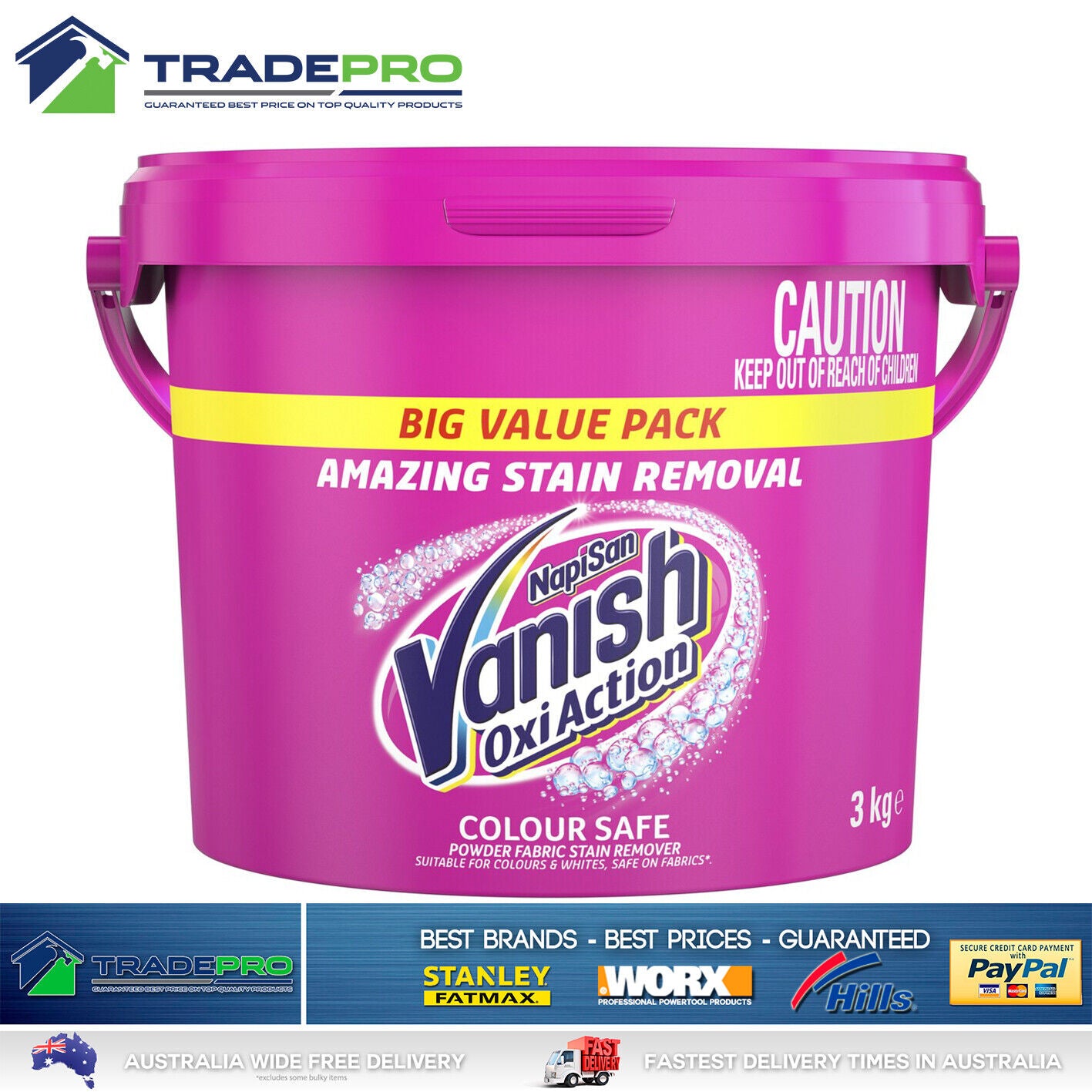Napisan Vanish Oxi Action 3kg Bulk Clothes Laundry Washing Powder Stain Remover