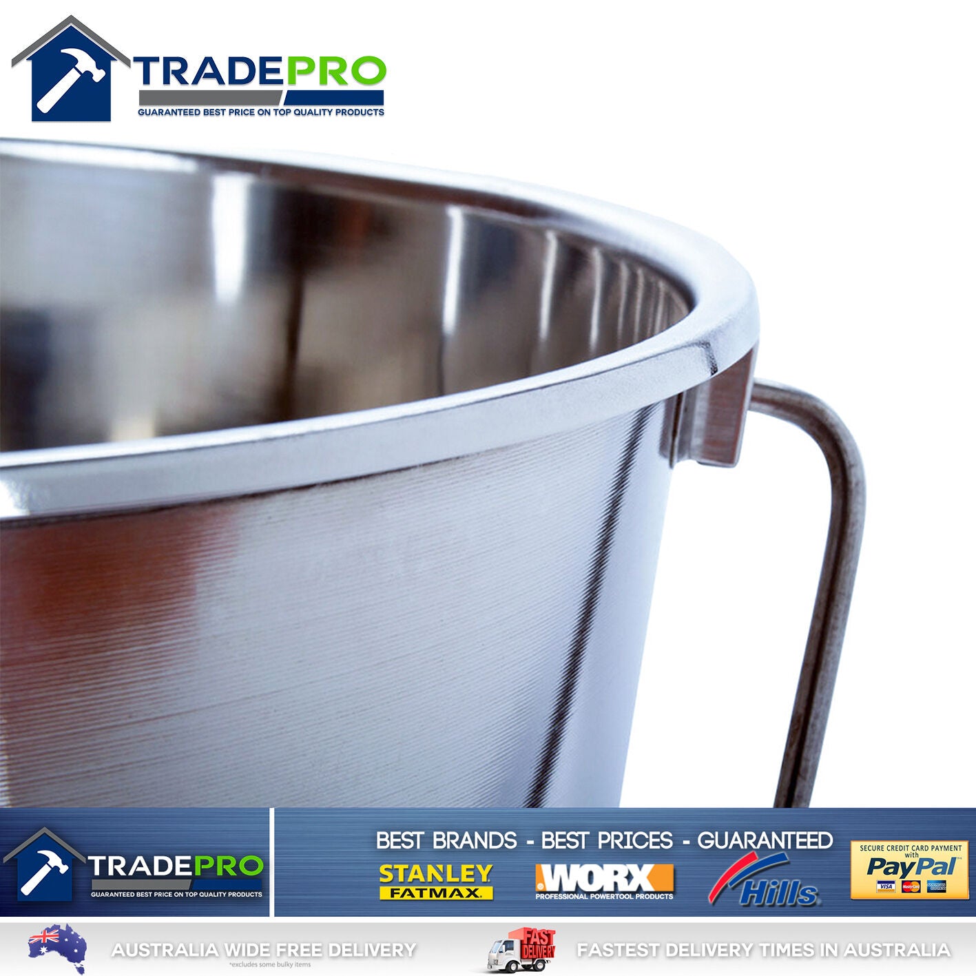 Stainless Steel Bucket with Handle 20Ltr HDuty Premium Quality NewModel 20L Pail