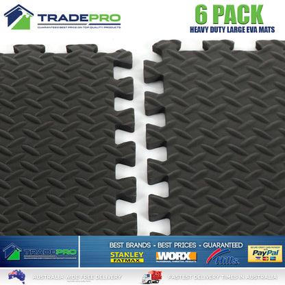 6PC Floor Mat Tiles EVA H/Duty Rubber Foam Interlocking Fatigue Shock Absorb Gym