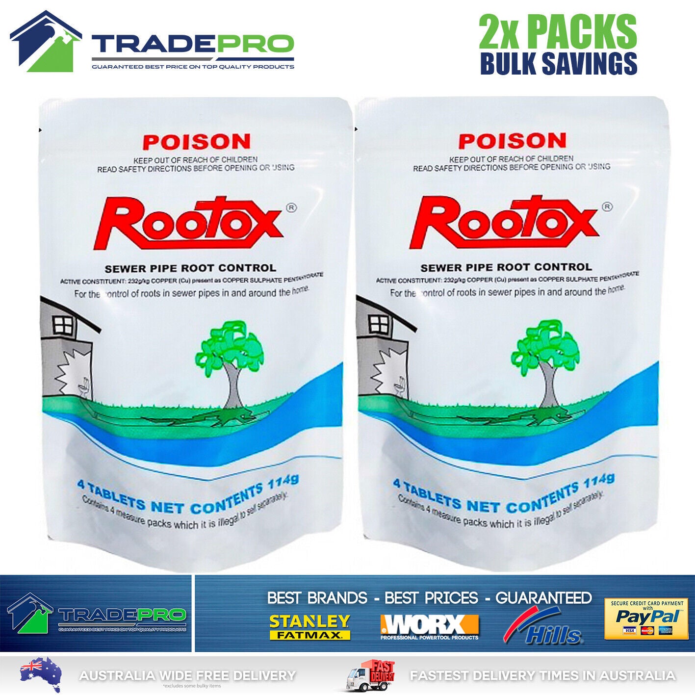 Rootox 8pc Root Control Tablets Sewer Pipe Copper Weed Tree Killer 2x ...
