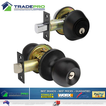Door Lock Entrance Set Combo & Dead Bolt Kit in Black BuyRight® Knob Style