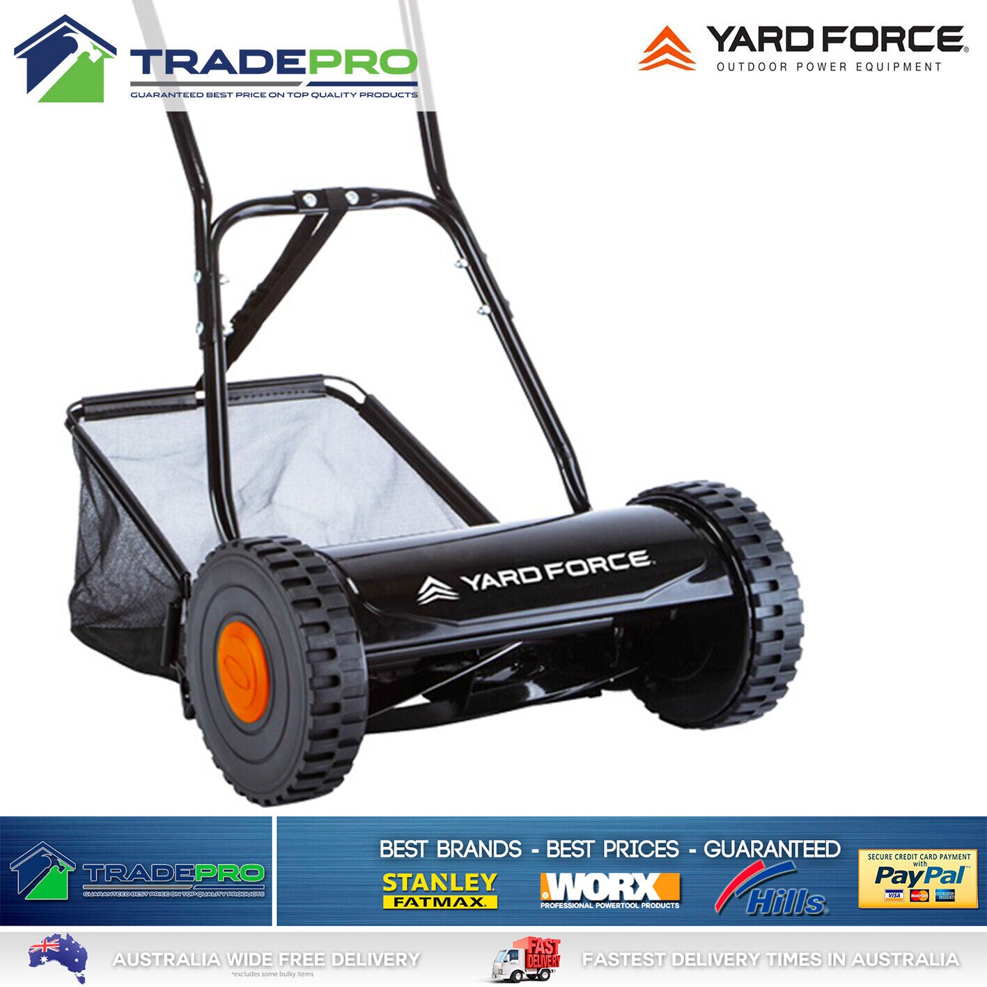 Push Mower YardForce™ Razor Cylinder Drum Cut and Catcher Grass Hand Lawn Mower