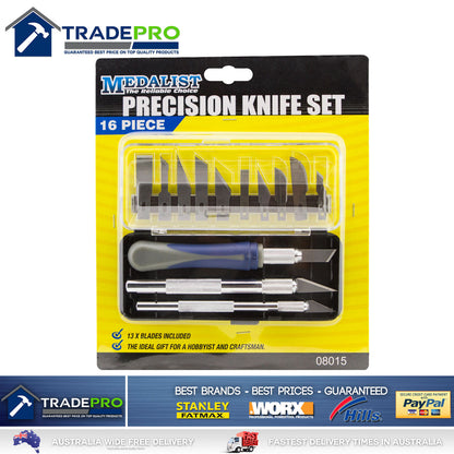 Precision Hobby Art Knife Set 16pc PRO Quality Medalist® Razor Tool & Case 08015