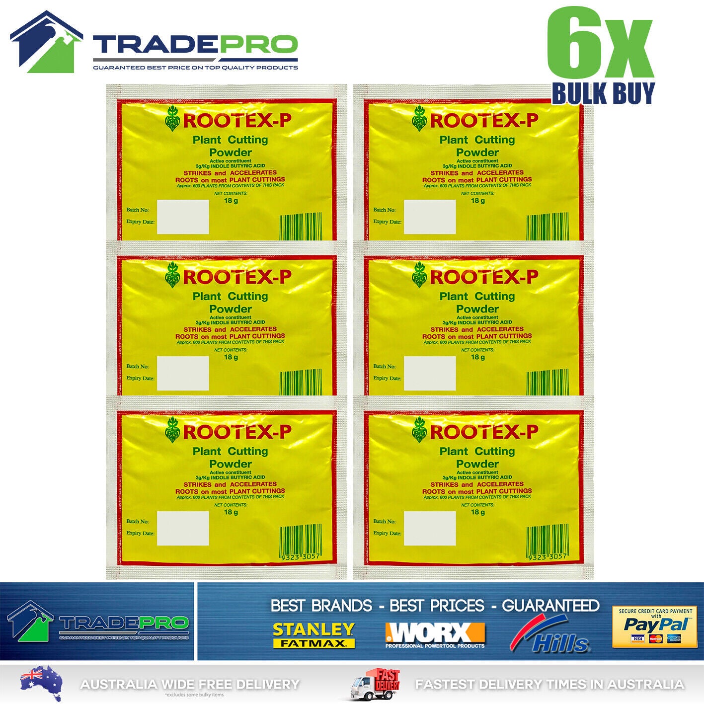 Rootex PRO 6x 18G Plant Cutting Cloning Powder Hormone Hydroponic Rooting Root