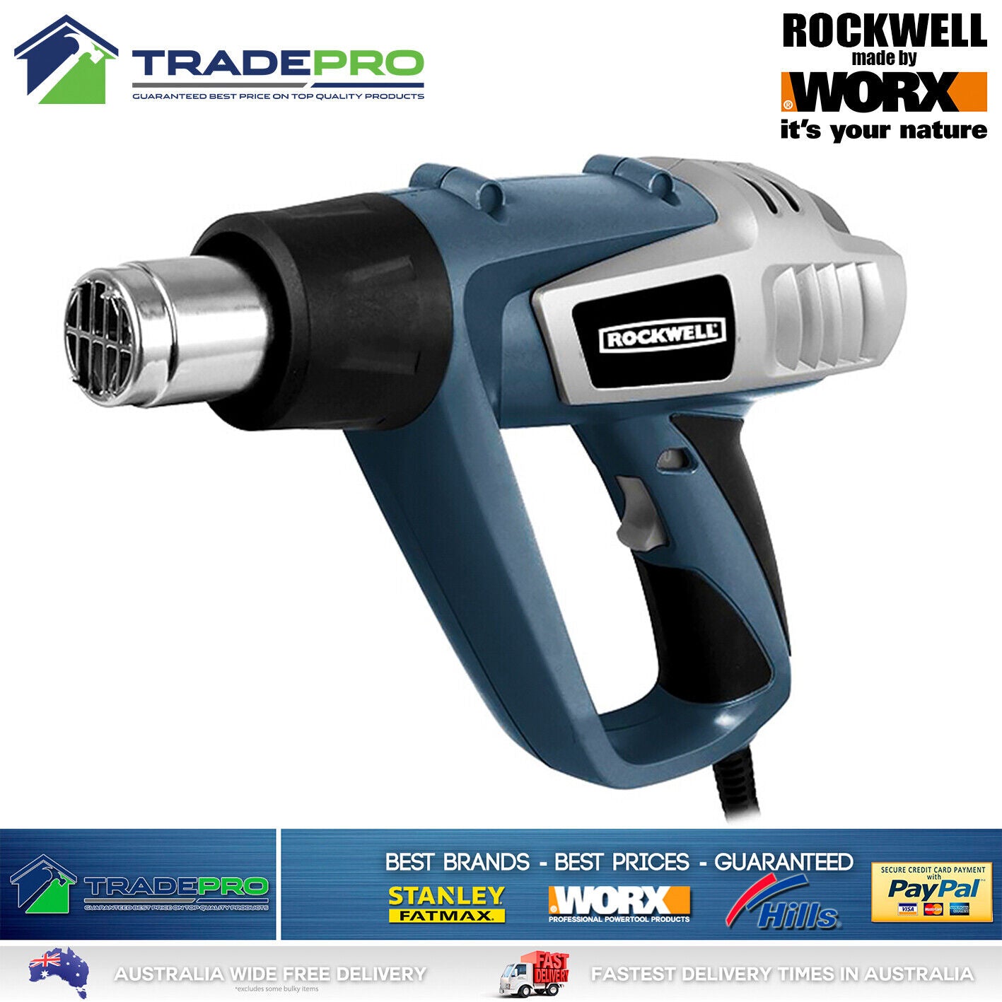 Electric Heat Gun PRO Kit 2000 Watt 4 Nozzle Set Adjustable Speed & Hot Air Flow