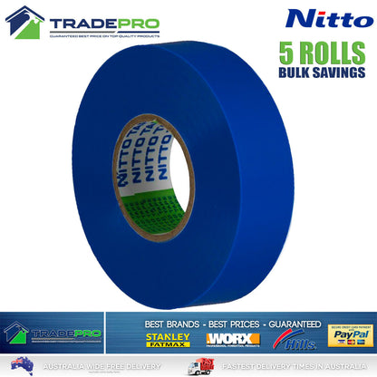 5x Rolls Nitto® Electrical Tape Blue 18mm x 20m Insulation Denko Electric Bulk
