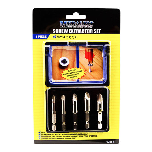 Screw & Bolt Extractor Remover Industrial 5pc Ezy Out Kit H/Duty Easy Outs Set