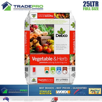 Debco 25L Vegetable & Herb Potting Mix Fertiliser Tub Garden Premium Soil PRO