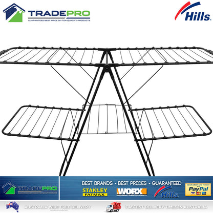 Hills Clothes Line Airer Stainless Steel Black Two Tier Portable Drying Rack 31m