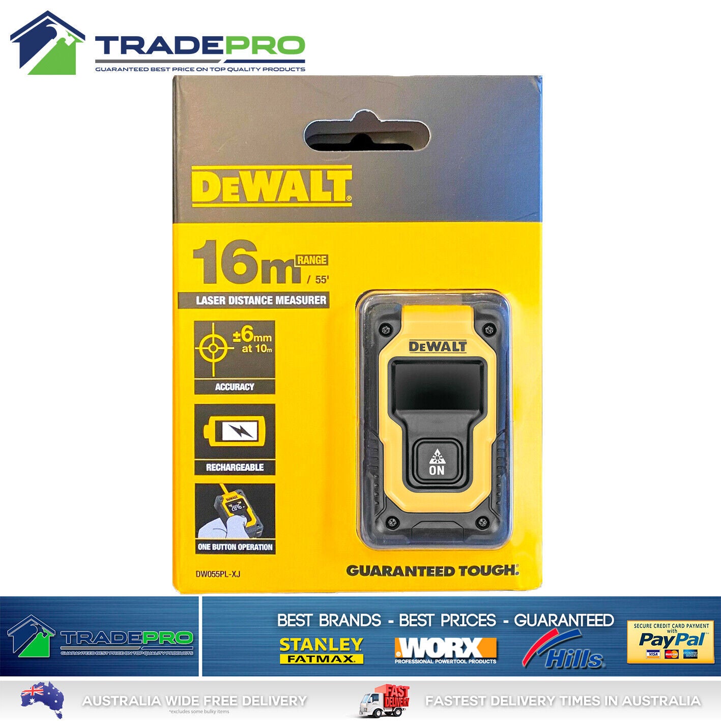 DeWalt® PRO Laser Line Measure 16M Distance Accurate Trade Measurer Tape Range